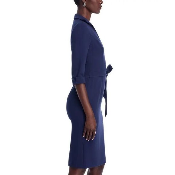 BLACK HALO Madeline Belted Sheath Dress - Pacific Blue US 6 $415 - Picture 4 of 10